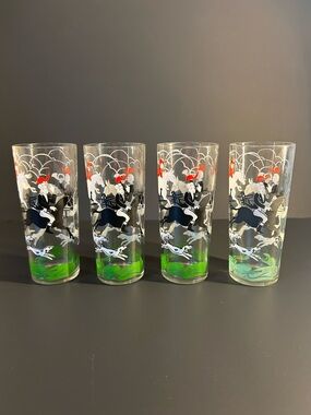Vintage Hazel Atlas Fox Hunt Barware High ball glasses-set of 4.